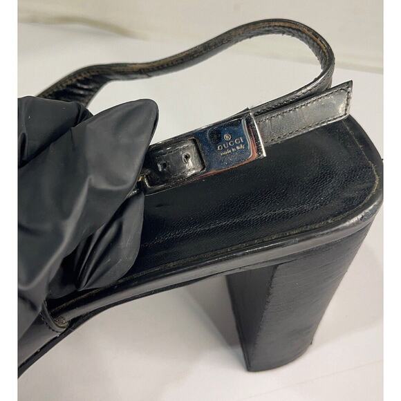 Authentic Vintage Gucci Slingback Black Open Toe Heels Size 7.5 Women’s - Picture 4 of 9